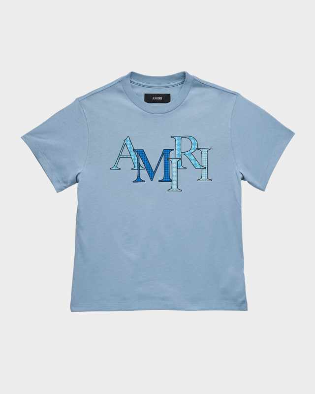 Kid's Staggered Logo Short-Sleeve T-Shirt, Size 4-12